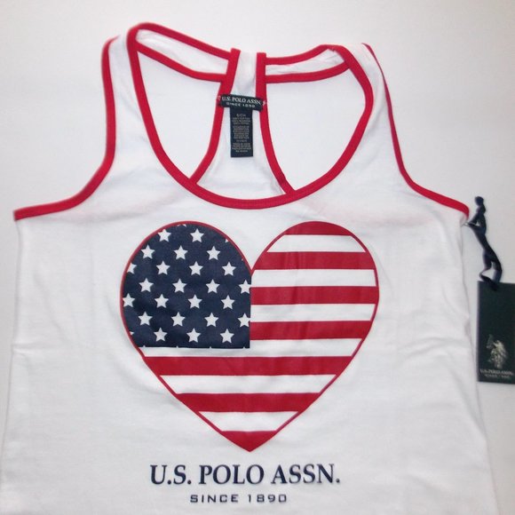 US Polo Assn. US flag heart Tank top and shorts Lounge Set Pajama M,L - Picture 7 of 8